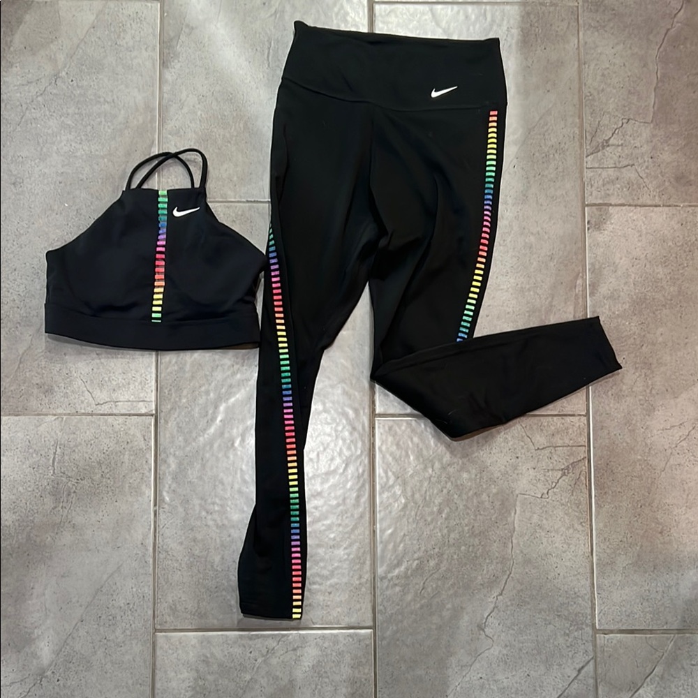 Nike Black Sports Set with Colorful Stripes
